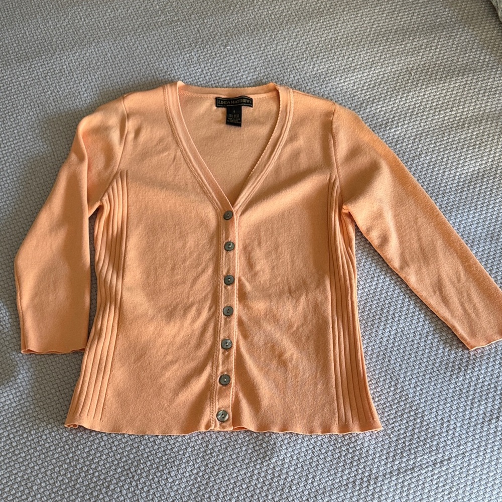 Peach Button-Up Women's Cardigan
